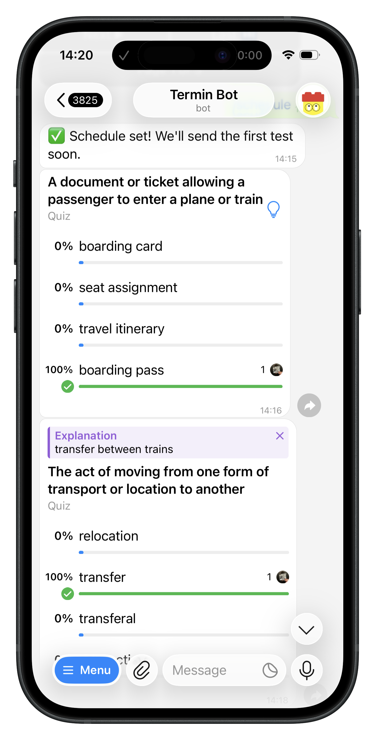 Telegram bot mockup on phone